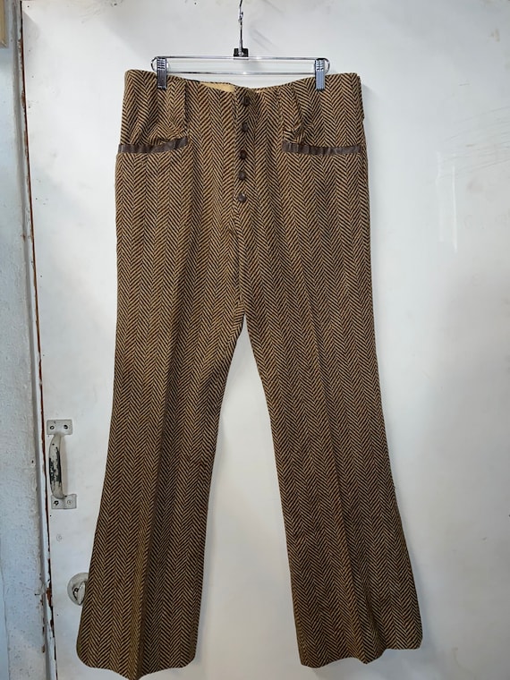 1970s Mens Herringbone Pants