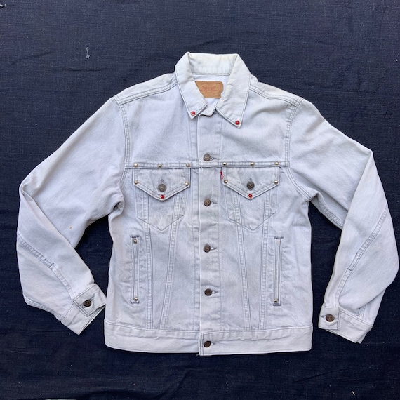 1980s Grey Levis Studded Jean Jacket - image 1