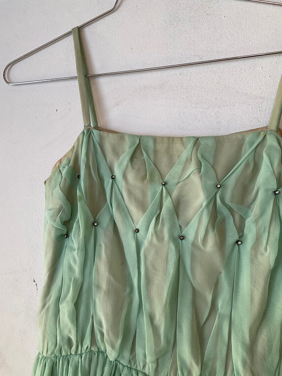 Mint Chiffon Dress with Rhinestones - image 2