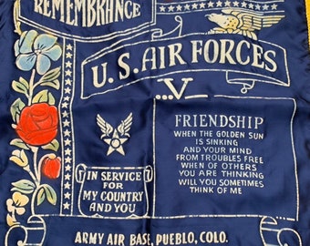 Vintage World War 2 1940s US Army Air Forces Souvenir Pillow Case