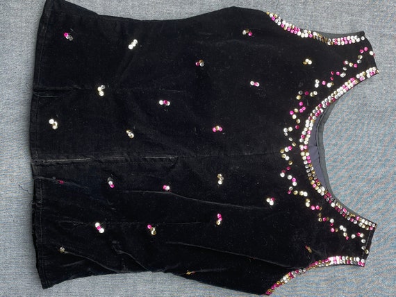 1950s Mexican Hand-painted Velvet Skirt & Top Set - image 5