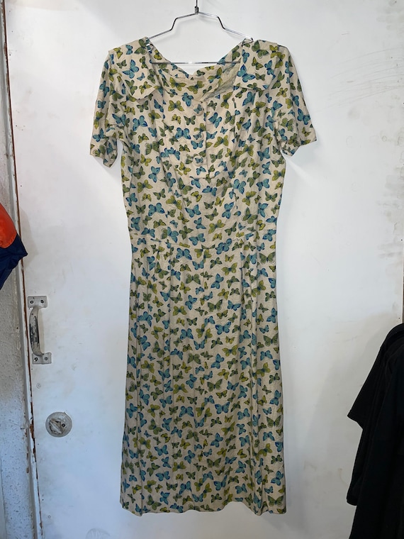 1950s Butterfly Print Day Dress