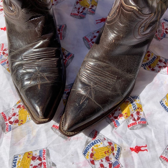 1950s  Dark Brown Leather Cowboy Boots - image 3