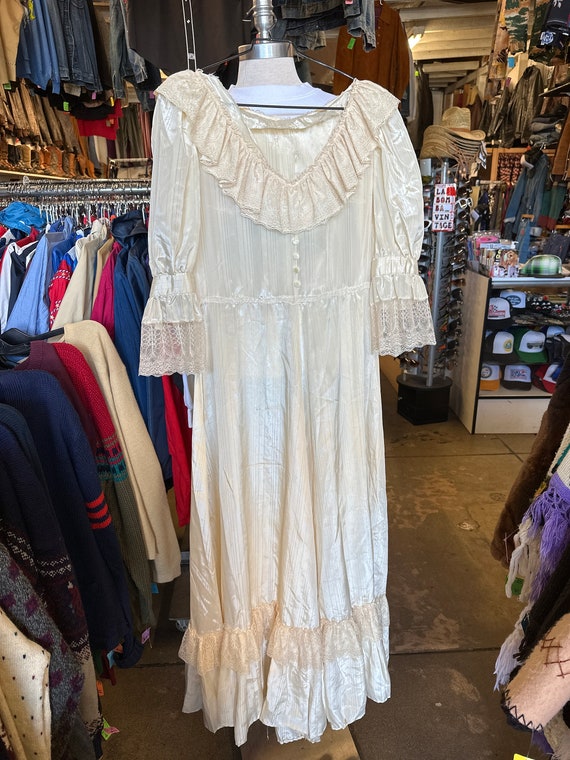 1970s Gunne Sax Style Satiny Maxi Dress - image 1