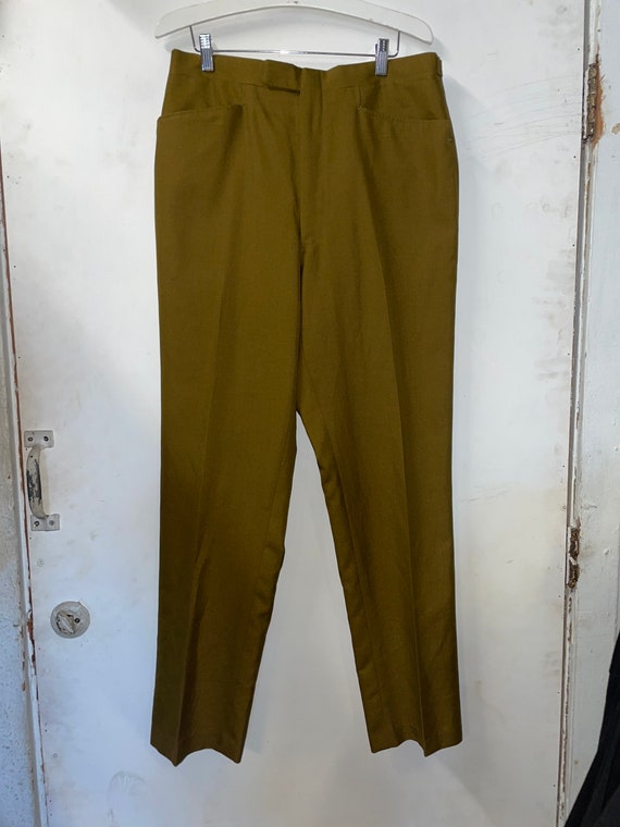 1960s Olive Green Mens Trousers