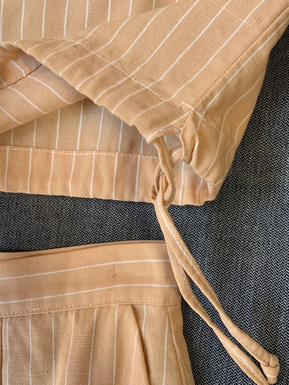 1950s Beige And Brown Pinstriped Two Piece Skirt … - image 5