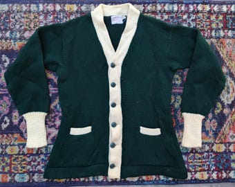 Suéter universitario verde esmeralda vintage de Holovak & Coughlin Sporting Goods Inc. de los años 40, nuevo, sin usar // Ropa deportiva de lana para hombre de los años 40 // Talla XL para hombre