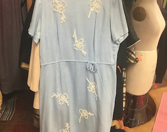 Baby Blue 1950’s Dress 38 waist Plus Size Vintage