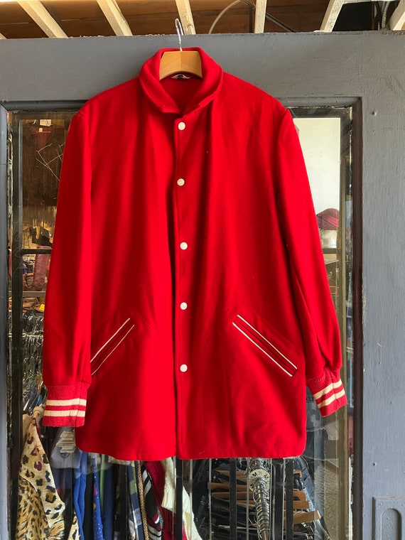 1980s Deerfoot 50s Style Bright Red Car Coat - image 1