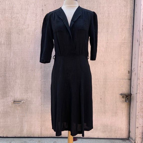 1940s Black Crepe Dress