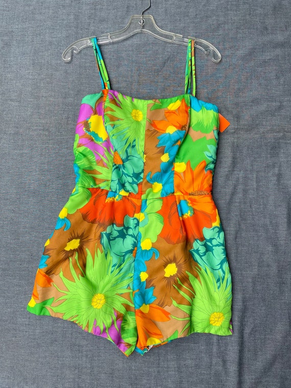 1950s Hawaiian Floral Romper Playsuit