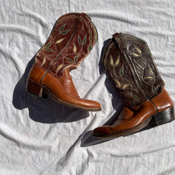 1950s Brown Leather Cowboy Boots