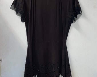 1940s Black Peplum Blouse