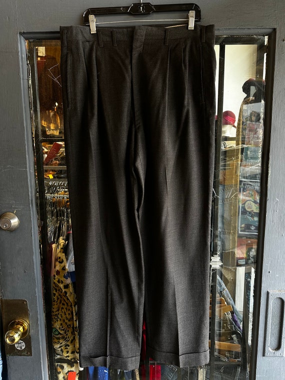1950s Charcoal Wool Summer Weight Trousers