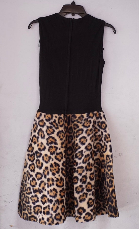 Faux Fur Leopard Skater Skirt Dress - image 3