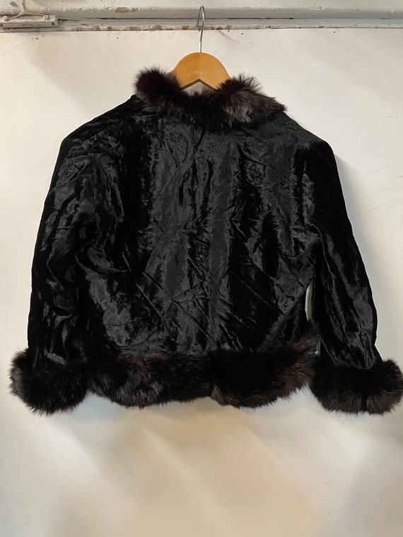 1940s Fur Trim Velvet Bolero Cropped Jacket - image 5