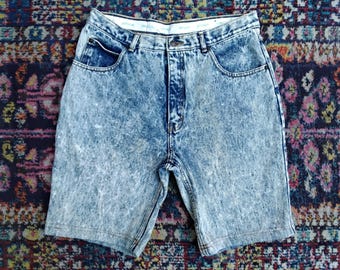 1980s Jordache Acided High Waisted Denim Shorts // Jordache Green Label // 34 Waist
