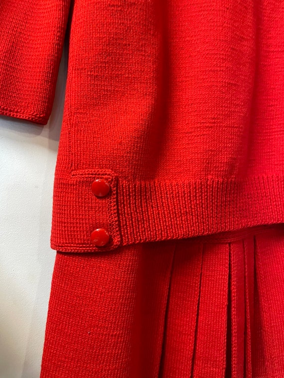 1940s Sweater Knit Bright Red Skirt Suit - image 6