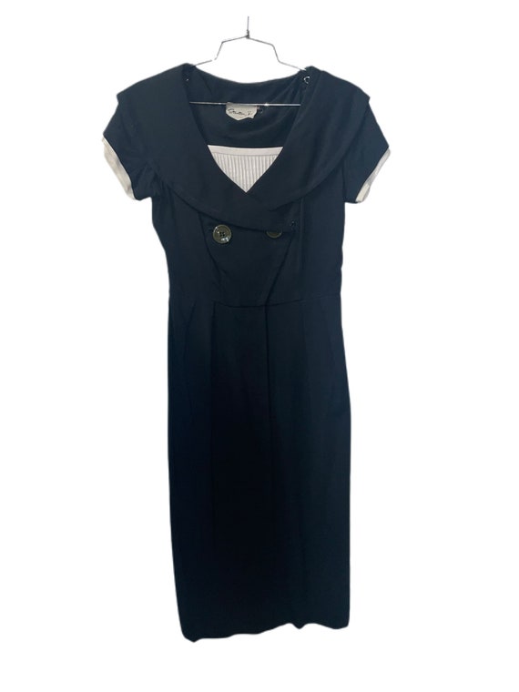 1950s Black and White Sailor Style Dress