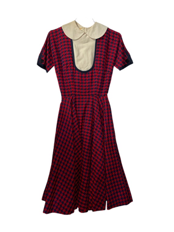 1950s Houndstooth Peter-pan Collared Dress