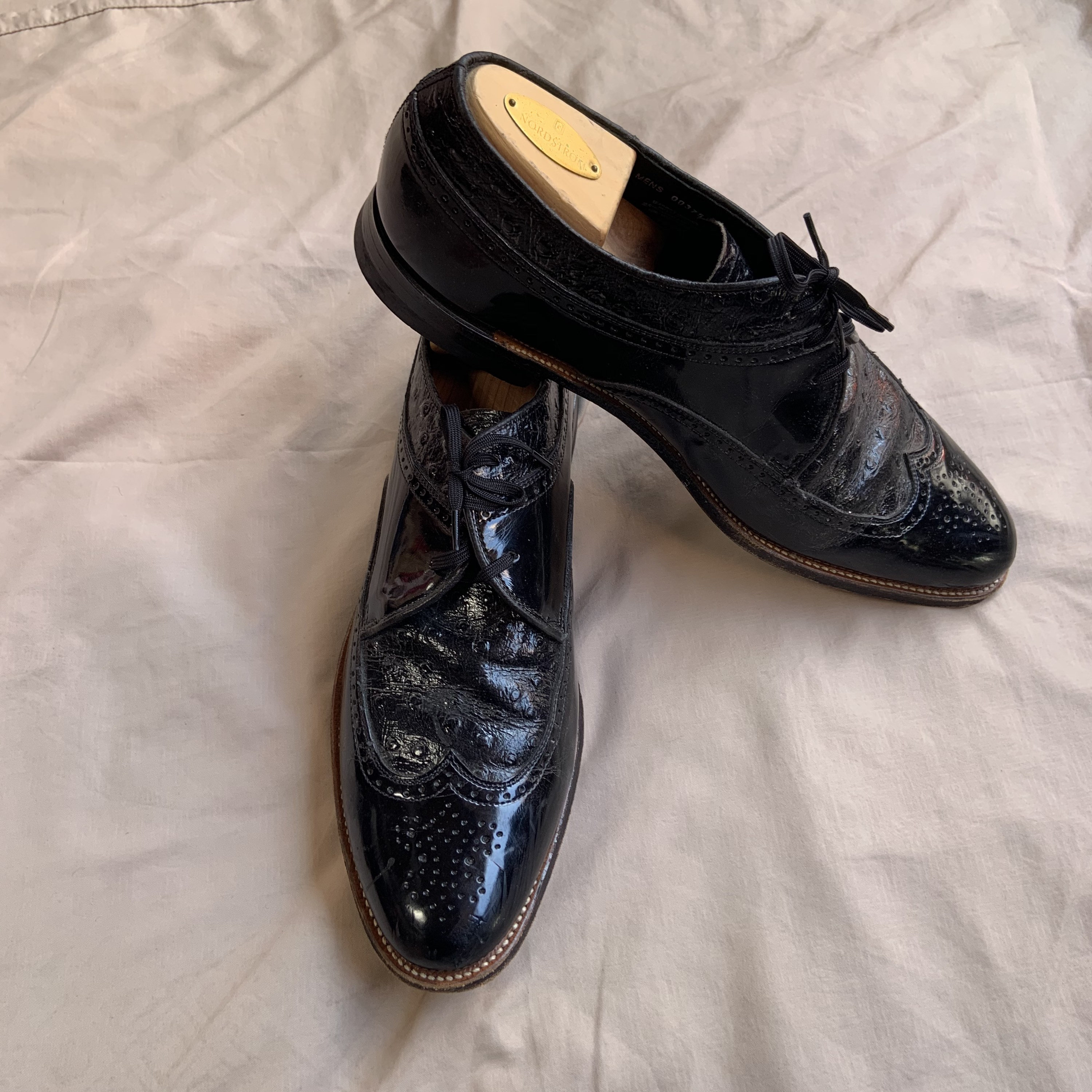 1980s Stacy Adams Black Paten Oxford Wingtip Shoes - Etsy