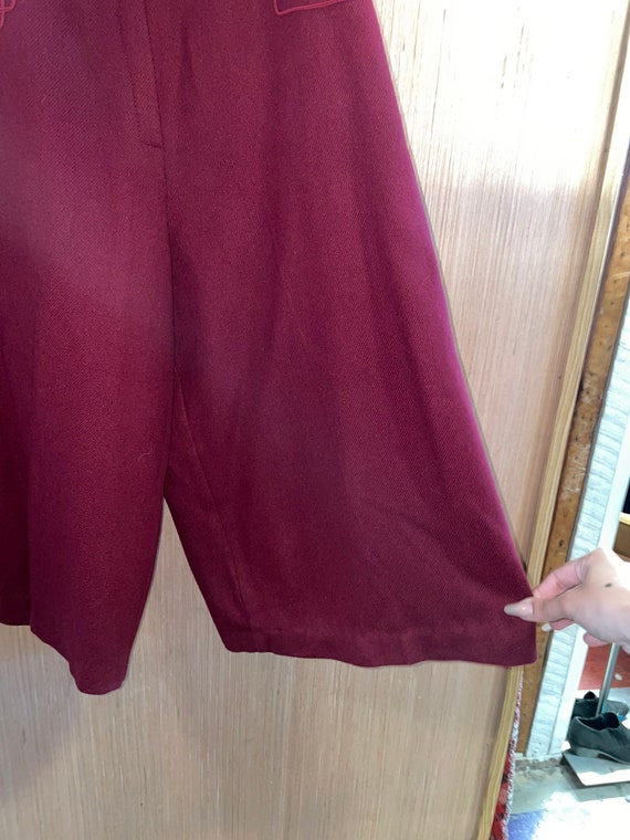 1970s Maroon Wool Gauchos - image 3