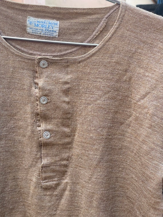 1960s Women’s 100% Wool Brown Shortsleeved Sweate… - image 2