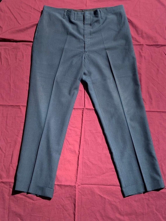 1960s Navy Blue Flat Front Trousers - image 1
