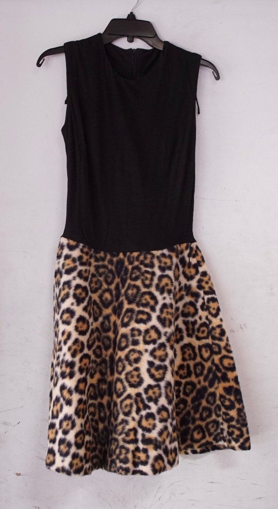 Faux Fur Leopard Skater Skirt Dress - image 2