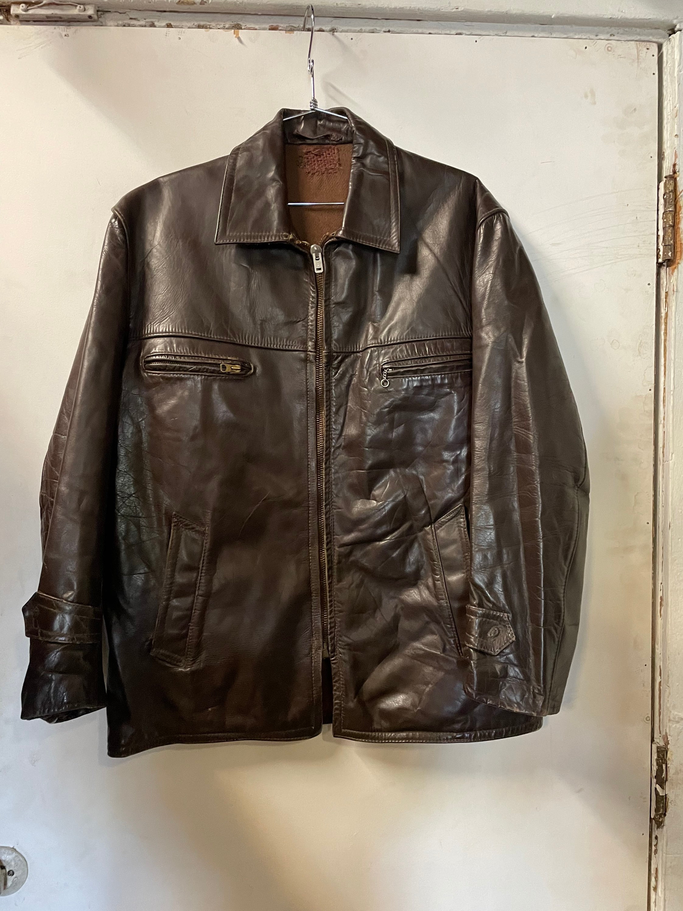1950年代 ブラウン メンズ レザージャケット - Etsy 日本