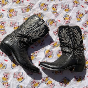 1950er Schwarze Leder Cowboy Stiefel