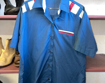 Vintage King Louie Bowling Shirt Sz Medium 1960's Blue S/S - Etsy