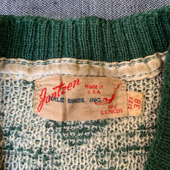 1940s Green And Cream Ski Sweater - image 3