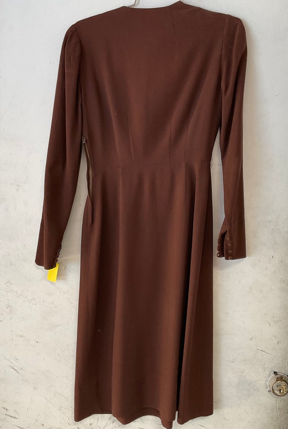 Late 1930s or Early 1940s Brown Crepe Dress Incre… - image 2