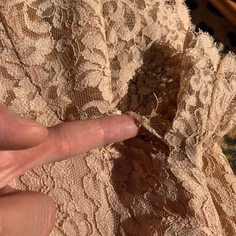 1950s Peach Lace Dress with a Scallop Layered Skirt