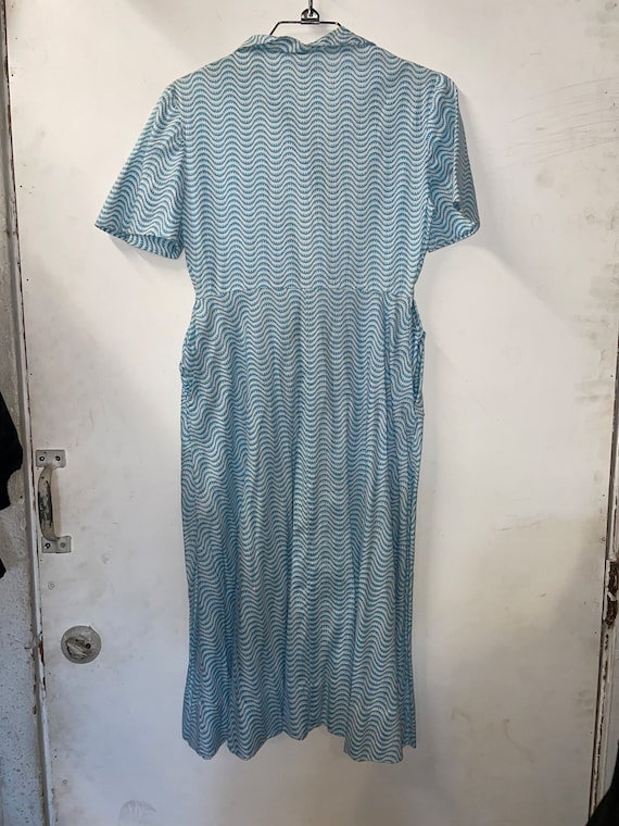 1950s Blue and White Cotton Day Dress - image 2