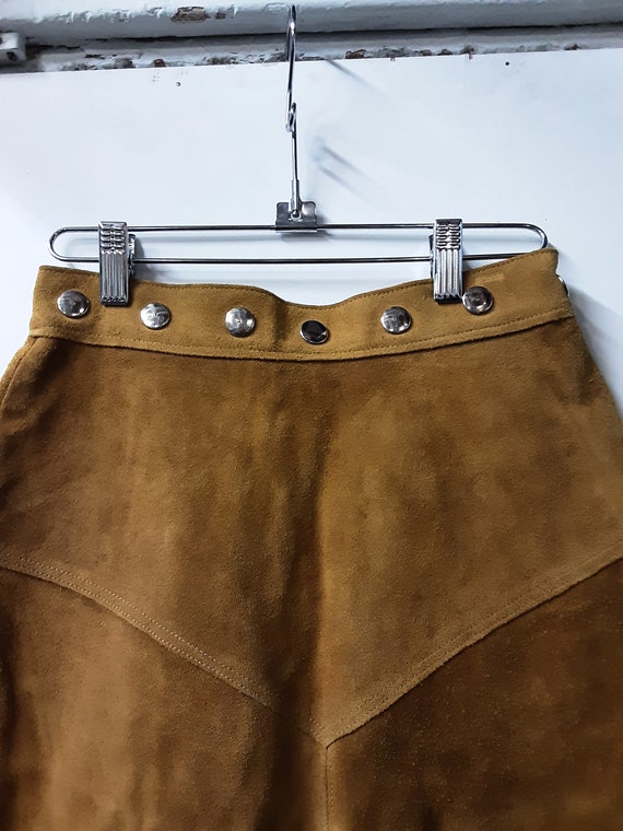 1960s Suede Studded Skirt - image 2