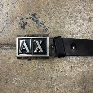 Armani Exchange Leather Pale Yellow Metallic Silver Belt Silver Tone Buckle L Smooth Leather Belt with Rectangular Buckle | Armani Exchange main image 4