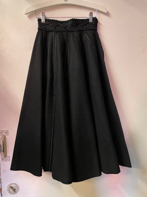 1950s Black Wool Felt Circle Skirt