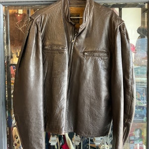 1970s Brown Leather Cafe Racer Jacket