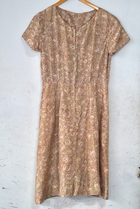 1950s Silk Dress with Bow Size Medium - image 2