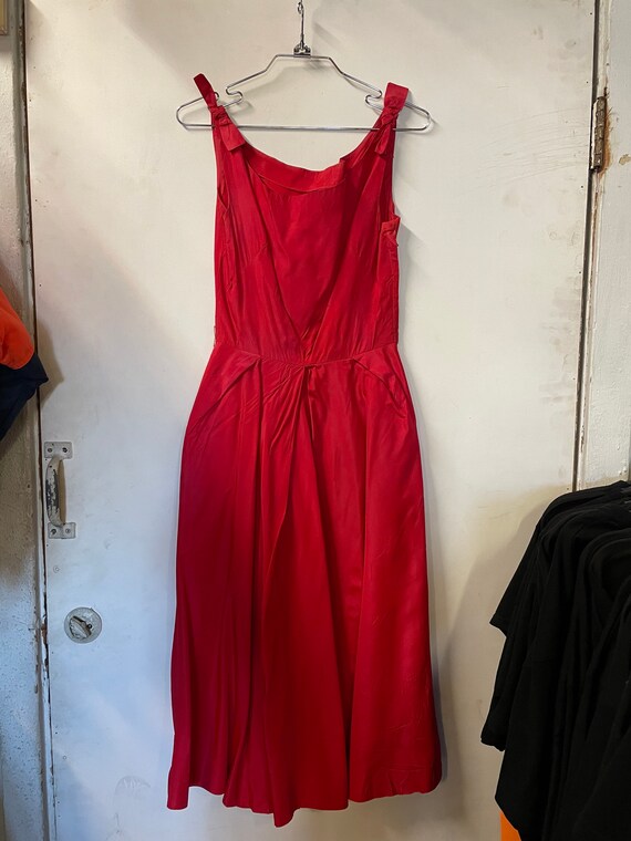 1950s Rayon Acetate Red Dress - image 6