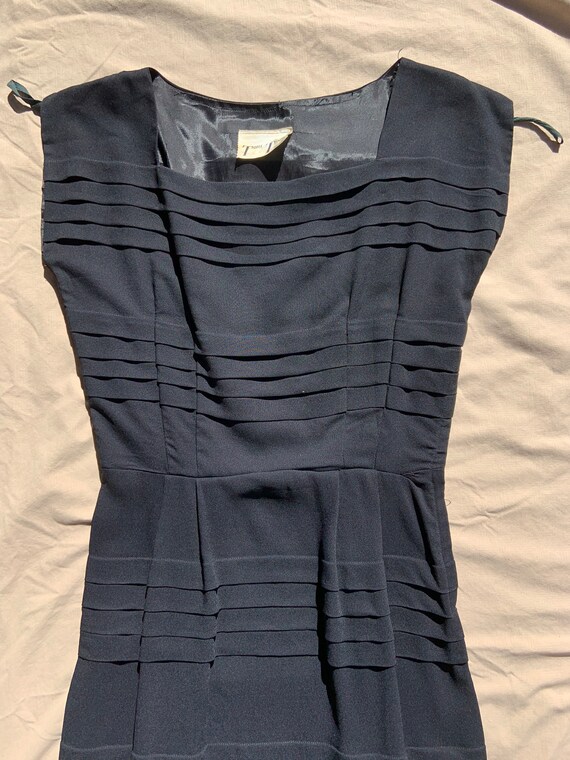 Vintage 1950s Black Crepe Cocktail Dress