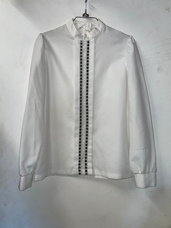 1970s White Dress Up Blouse - image 1