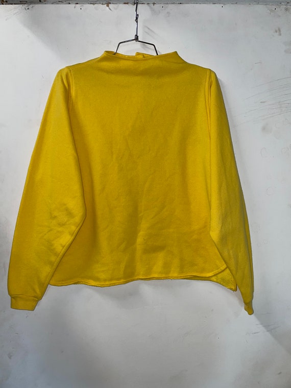 1980s Bright Yellow Funnel Neck Sweatshirt Top