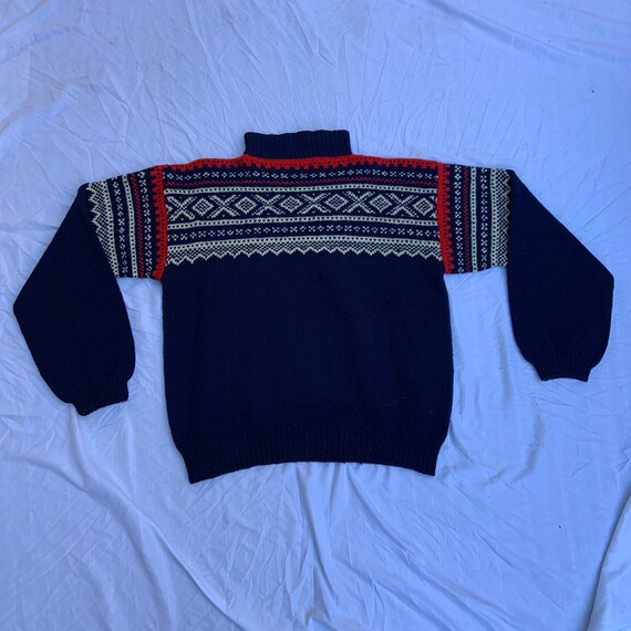 1950s Navy Blue, Cream, and Red Turtle Neck Ski Sweat… - Gem