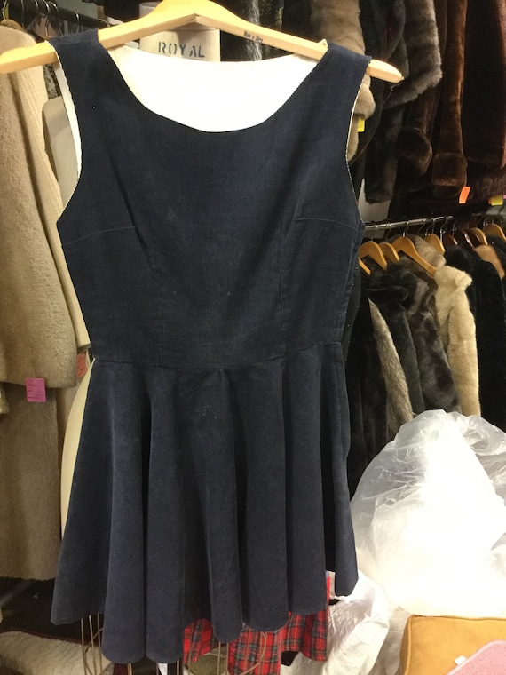 Navy Blue Corduroy Skater Dress size xs