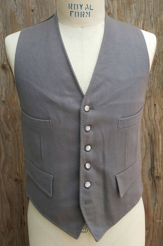 1950's Vintage Gray Flannel Vest // "West of Engla