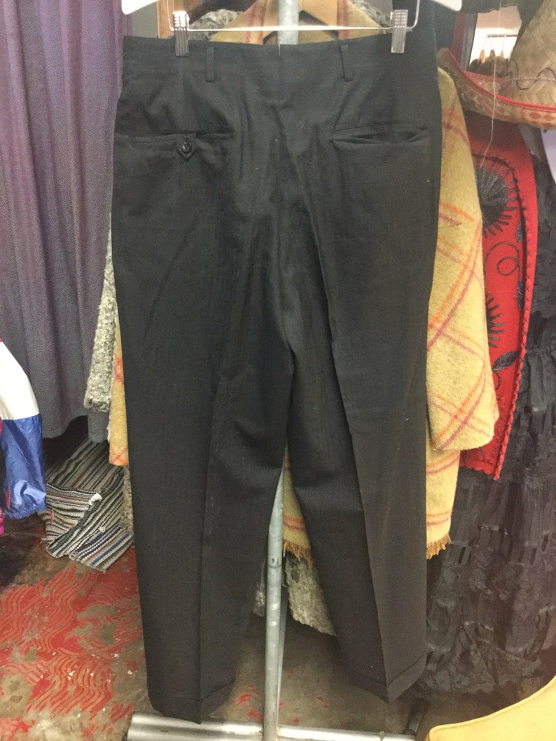 Mens 1950s Black Trouser Pants image 3