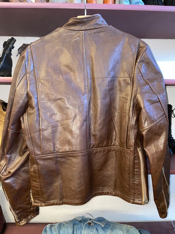 1960s Chocolate Brown Leather Cafe Racer Jacket - image 6